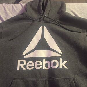 Reebok Charcoal Hoodie with White Logo